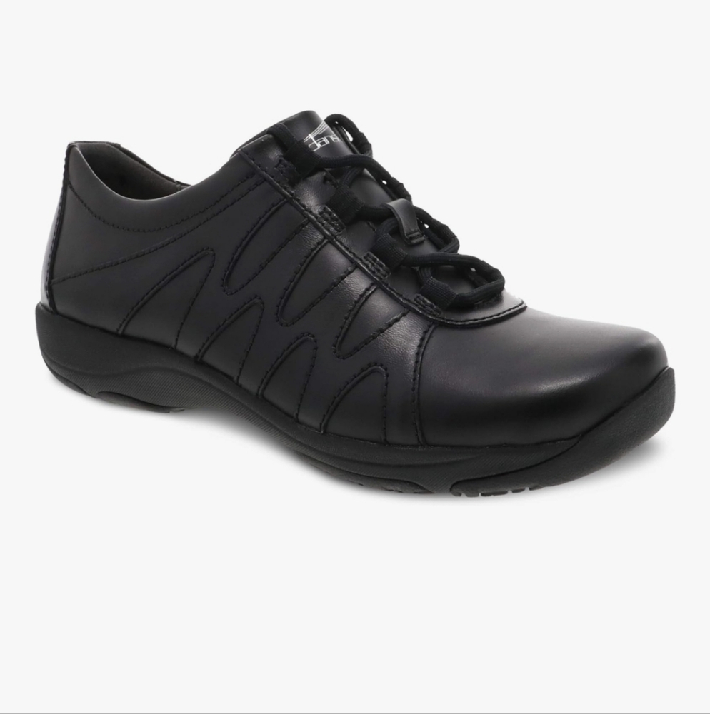 Dansko Sneakers Shoes Womens 38 / 7.5-8  Black Leather Lace Up Comfort Neena NIB